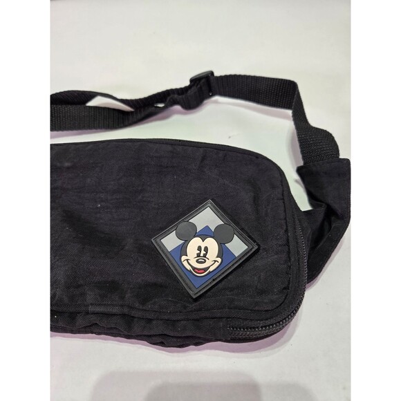 DISNEY MICKEY MOUSE BLACK BELT FANNY PACK CROSSBODY BAG WITH MOUSE ZIPPER PULLS - Picture 2 of 6